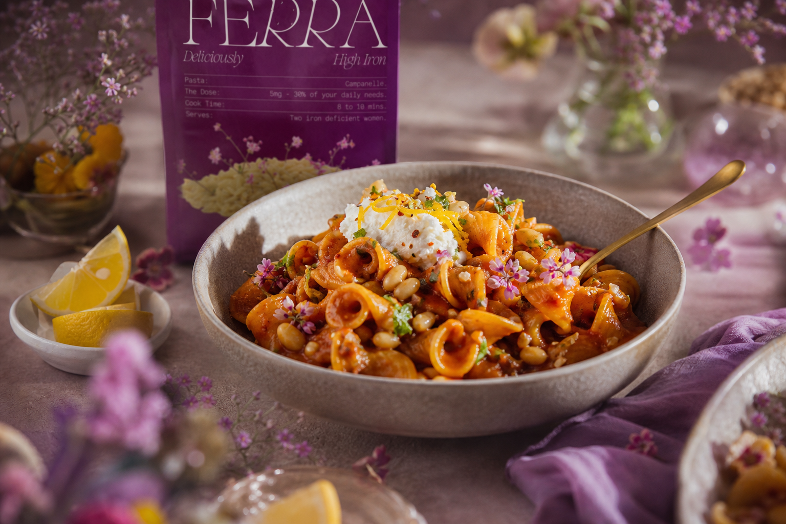 Roasted Tomato Campanelle with Citrus White Beans (Iron Bowl, but Make It Sophisticated)